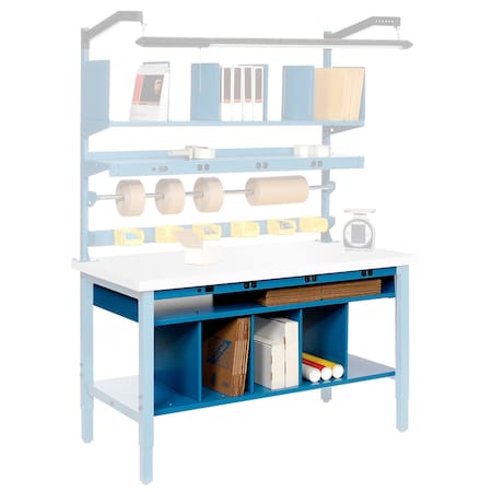 Global Industrial Steel Lower Shelf w/Dividers 72inW x 31inD, Blue 412437